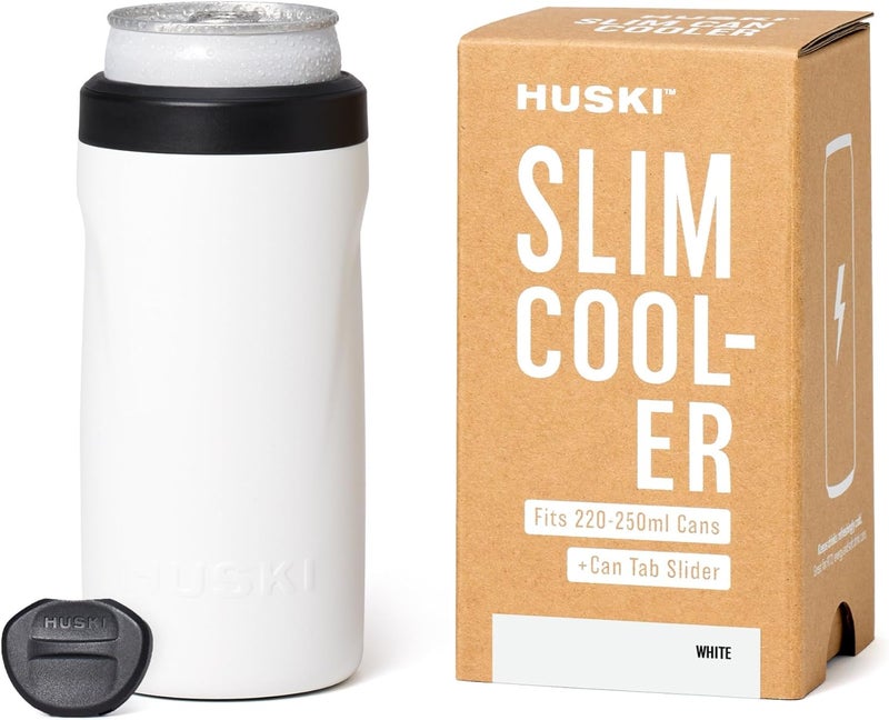 Huski Slim Can Cooler | NEW | Fits 250ml Premix/RTD, Energy & Soft Drink Cans | Triple Insulated | Detachable 2-in-1 Can Tab Slider | Keeps Cans up to 5X Colder | Great Gift (White) - Image 1