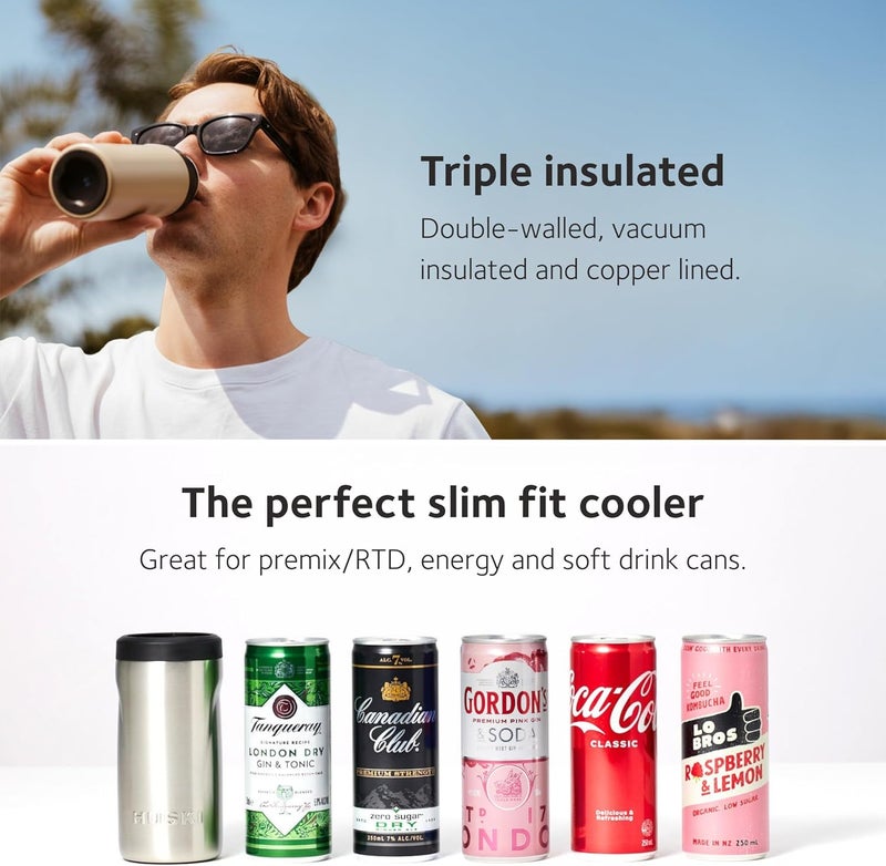 Huski Slim Can Cooler | NEW | Fits 250ml Premix/RTD, Energy & Soft Drink Cans | Triple Insulated | Detachable 2-in-1 Can Tab Slider | Keeps Cans up to 5X Colder | Great Gift (White) - Image 4