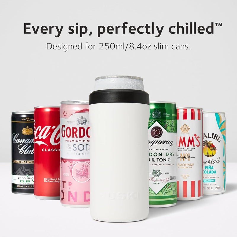 Huski Slim Can Cooler | NEW | Fits 250ml Premix/RTD, Energy & Soft Drink Cans | Triple Insulated | Detachable 2-in-1 Can Tab Slider | Keeps Cans up to 5X Colder | Great Gift (White) - Image 2