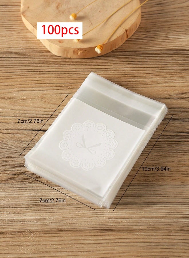 100 Pieces 3x3 Inch Self Adhesive Cellophane Cookie Bags, White Clear Bowknot Candy Bags, Suitable for Baked Goods, Desserts, Soaps, Cookies  - Image 2