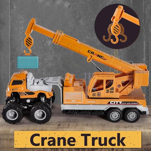 DEUSON ECOM Excavator Toy Metal Head Bulldozer Long Crane Truck Friction Powered Engineering Vehicle Model Construction Toy for 2 3 4 5 Years Old Boy and Girl - Image 4