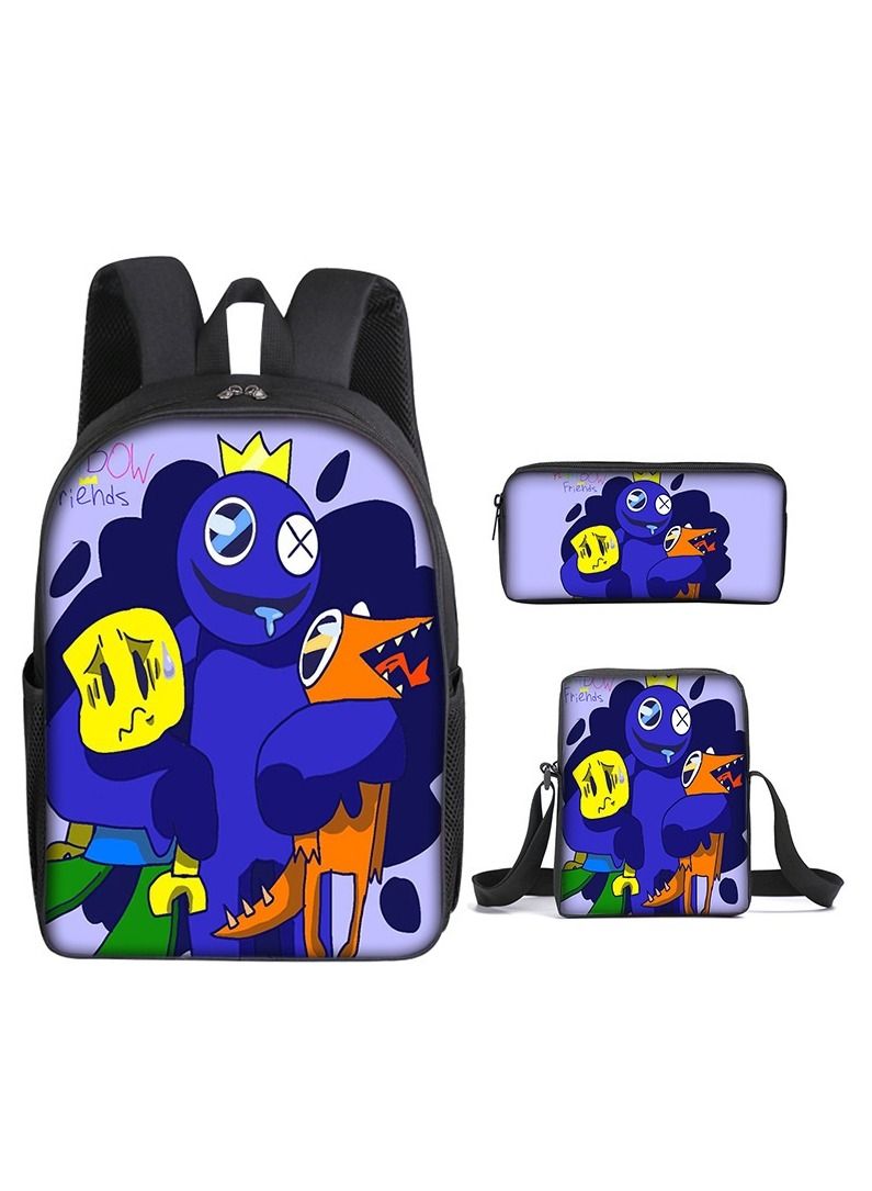 Y&D 3 Piece Rainbow Friends 3D Print Insulated Lunch Backpack Set Multicolour