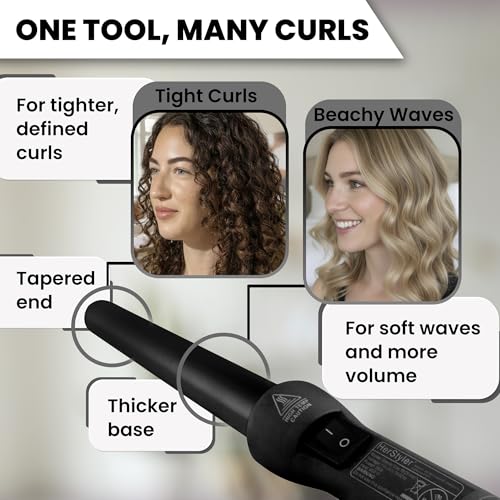 Herstyler Grande Ceramic Curling Wand - 1 inch Dual Voltage for Long and Short Hair - Negative Ions (Black) - Image 5