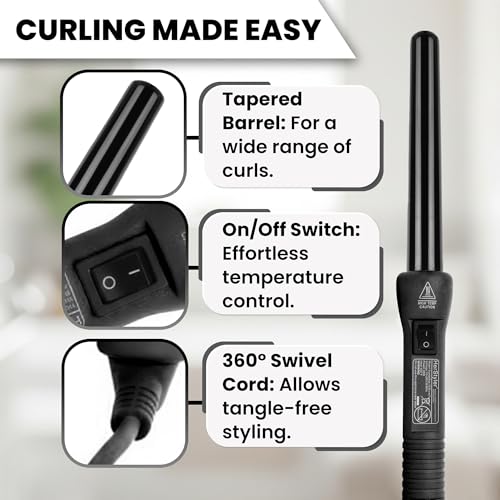 Herstyler Grande Ceramic Curling Wand - 1 inch Dual Voltage for Long and Short Hair - Negative Ions (Black) - Image 2