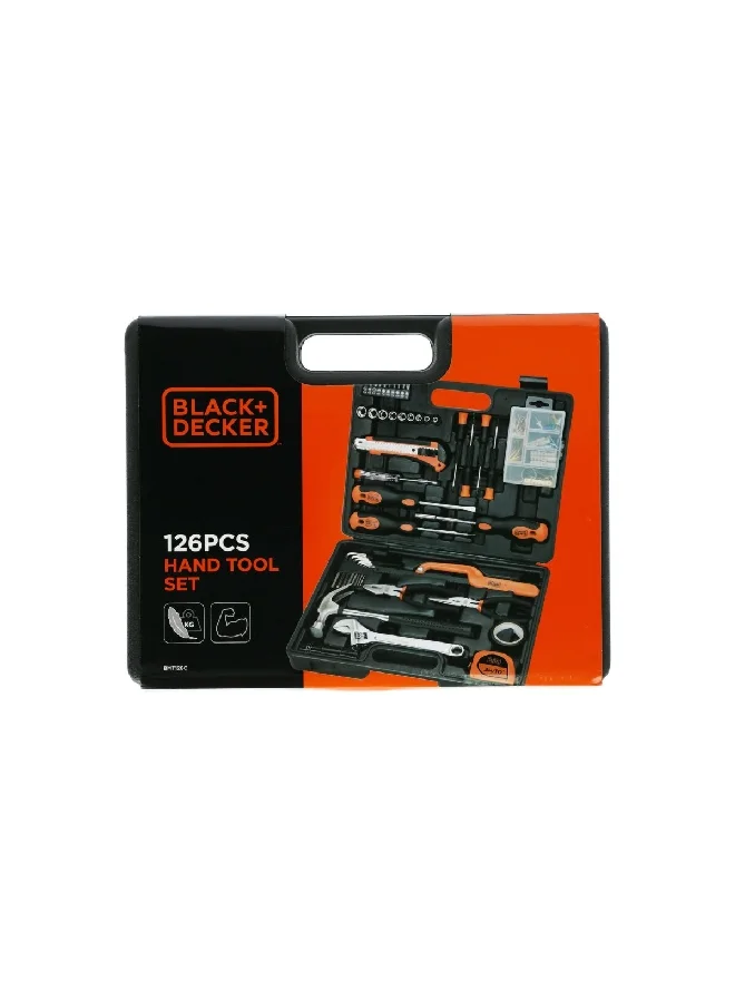 BLACK+DECKER 126 Pieces Hand Tool Kit For Home DIY And Professional Use, BMT126C Orange/Black 35 x 27 x 6.8cm