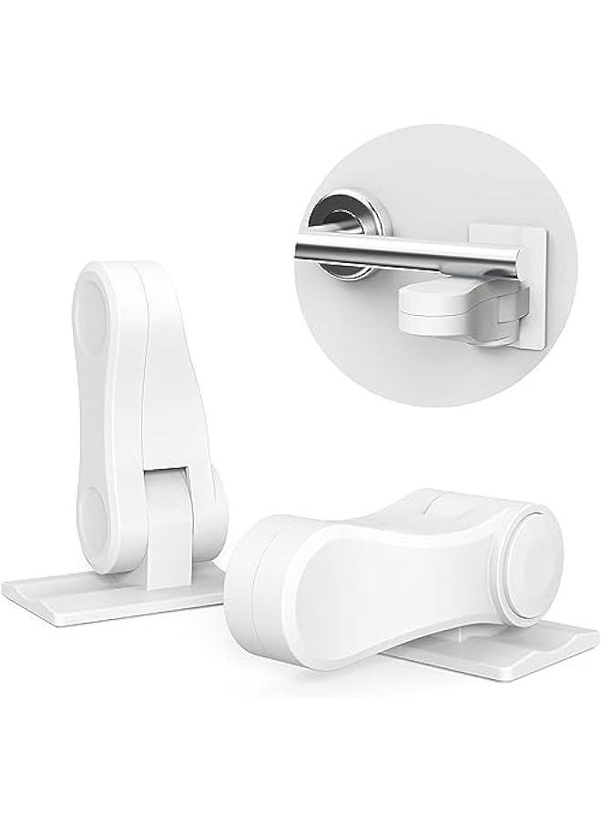 MOXO 2Pack Child Proof Door Lever Lock No Drill Easy Install Baby Handle Locks 3M Adhesive Baby Proof Door Handle Lock Child  Locks for Door Prevent Toddlers from Opening Doors  - Image 1