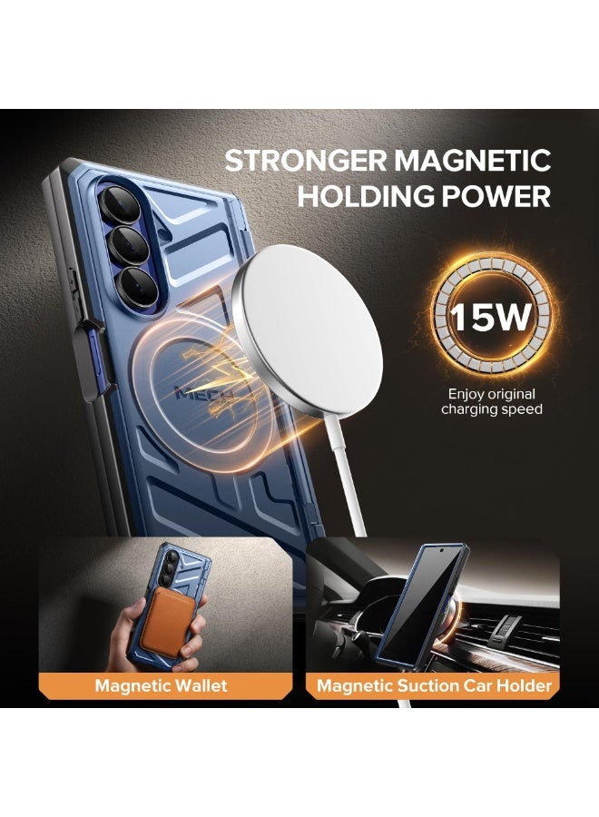 TONGATE for Galaxy Z Fold 7 Case with Privacy Screen Protector, [Compatible with MagSafe][Anti Spy] Shockproof Phone Case, Built-in Stand & Belt Clip & Hinge Cover for Samsung Z Fold 7 2025 8", Blue - Image 4