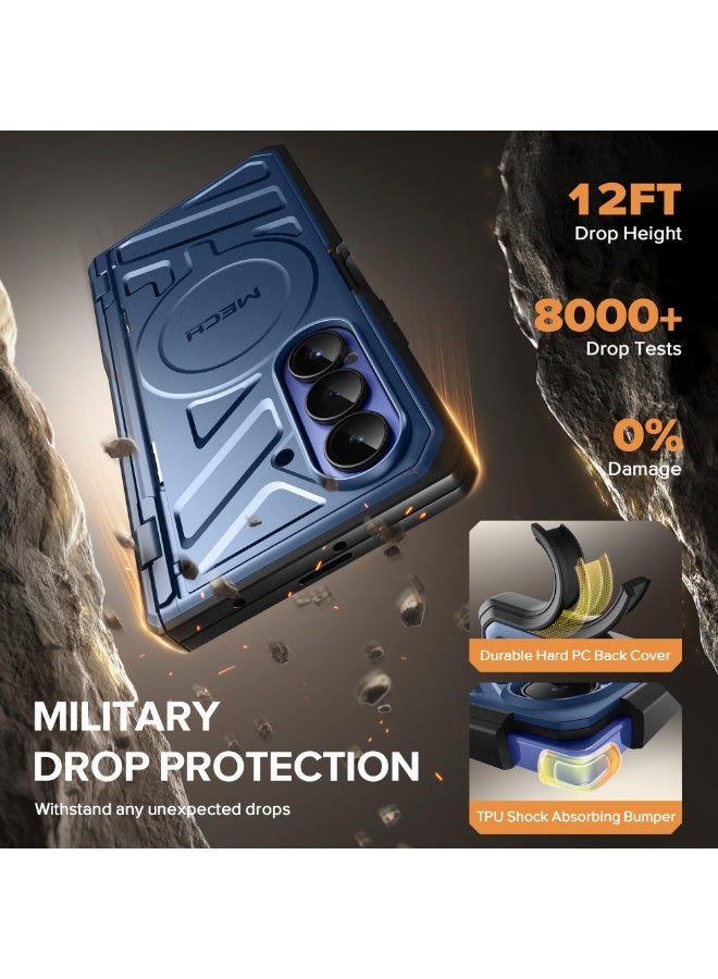 TONGATE for Galaxy Z Fold 7 Case with Privacy Screen Protector, [Compatible with MagSafe][Anti Spy] Shockproof Phone Case, Built-in Stand & Belt Clip & Hinge Cover for Samsung Z Fold 7 2025 8", Blue - Image 5