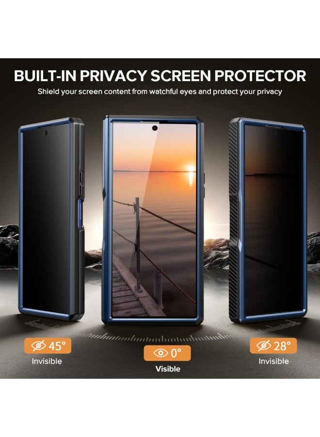 TONGATE for Galaxy Z Fold 7 Case with Privacy Screen Protector, [Compatible with MagSafe][Anti Spy] Shockproof Phone Case, Built-in Stand & Belt Clip & Hinge Cover for Samsung Z Fold 7 2025 8", Blue - Image 3