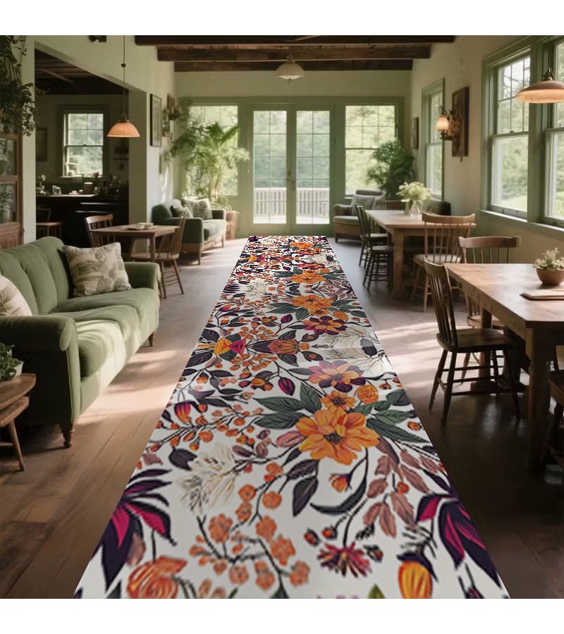 Floral Style Long Runner Rug 60x240cm Indoor Outdoor Use For Hallway Kitchen Living Room Bedroom Dining Area Balcony Corridor Cozy Stylish Home Decoration Spring New Arrival - Image 1