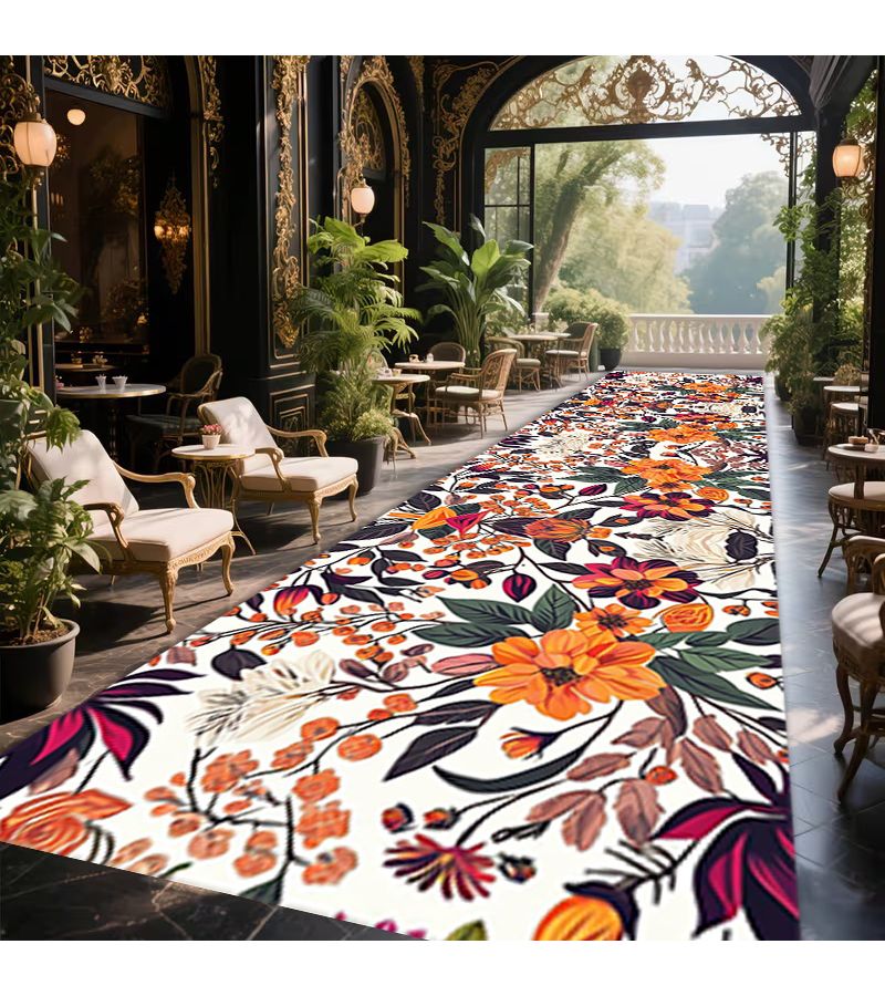 Floral Style Long Runner Rug 60x240cm Indoor Outdoor Use For Hallway Kitchen Living Room Bedroom Dining Area Balcony Corridor Cozy Stylish Home Decoration Spring New Arrival - Image 2