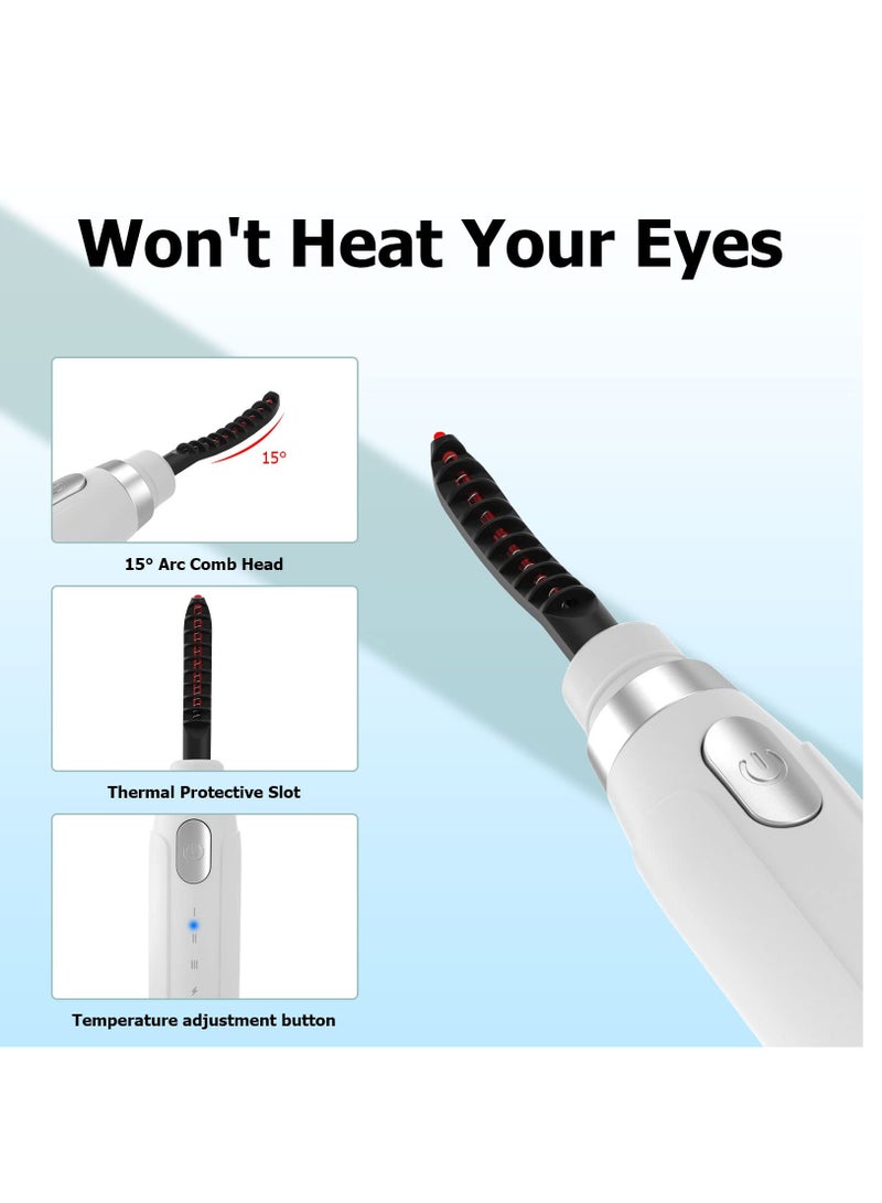 Heated Eyelash Curlers, Electric Eyelash Curlers, Portable Heated Lash Curler Rechargeable Heated Eyelash Curler with 3 Temperature Settings, Quick Forming, 24H Long Lasting for Women Girl
