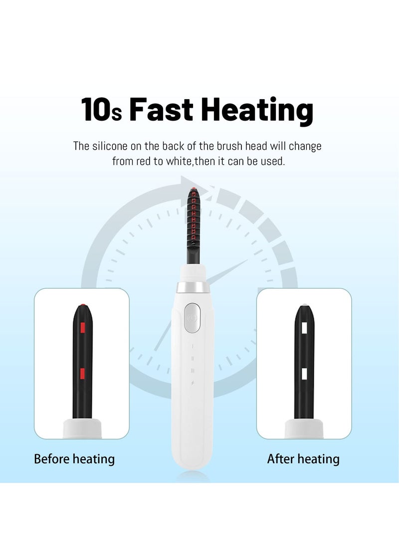 Heated Eyelash Curlers, Electric Eyelash Curlers, Portable Heated Lash Curler Rechargeable Heated Eyelash Curler with 3 Temperature Settings, Quick Forming, 24H Long Lasting for Women Girl