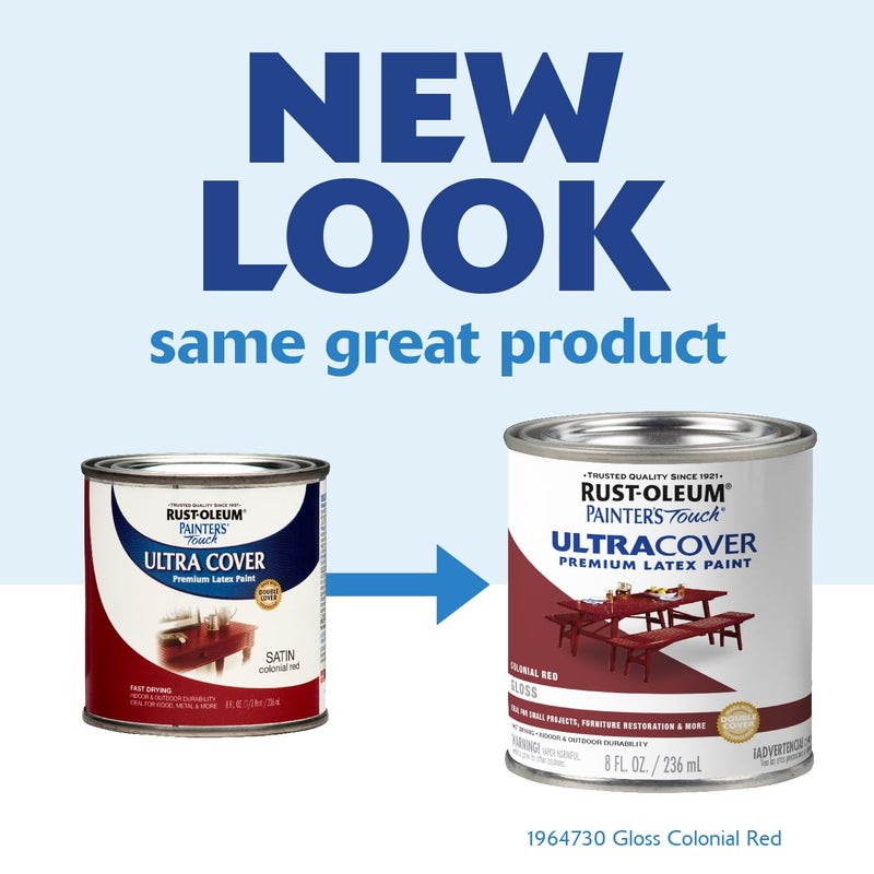 Painters Touch Rust-Oleum 267312-Painter's Touch Latex Paint, 1 Half Pint, Satin Colonial Red - Image 2