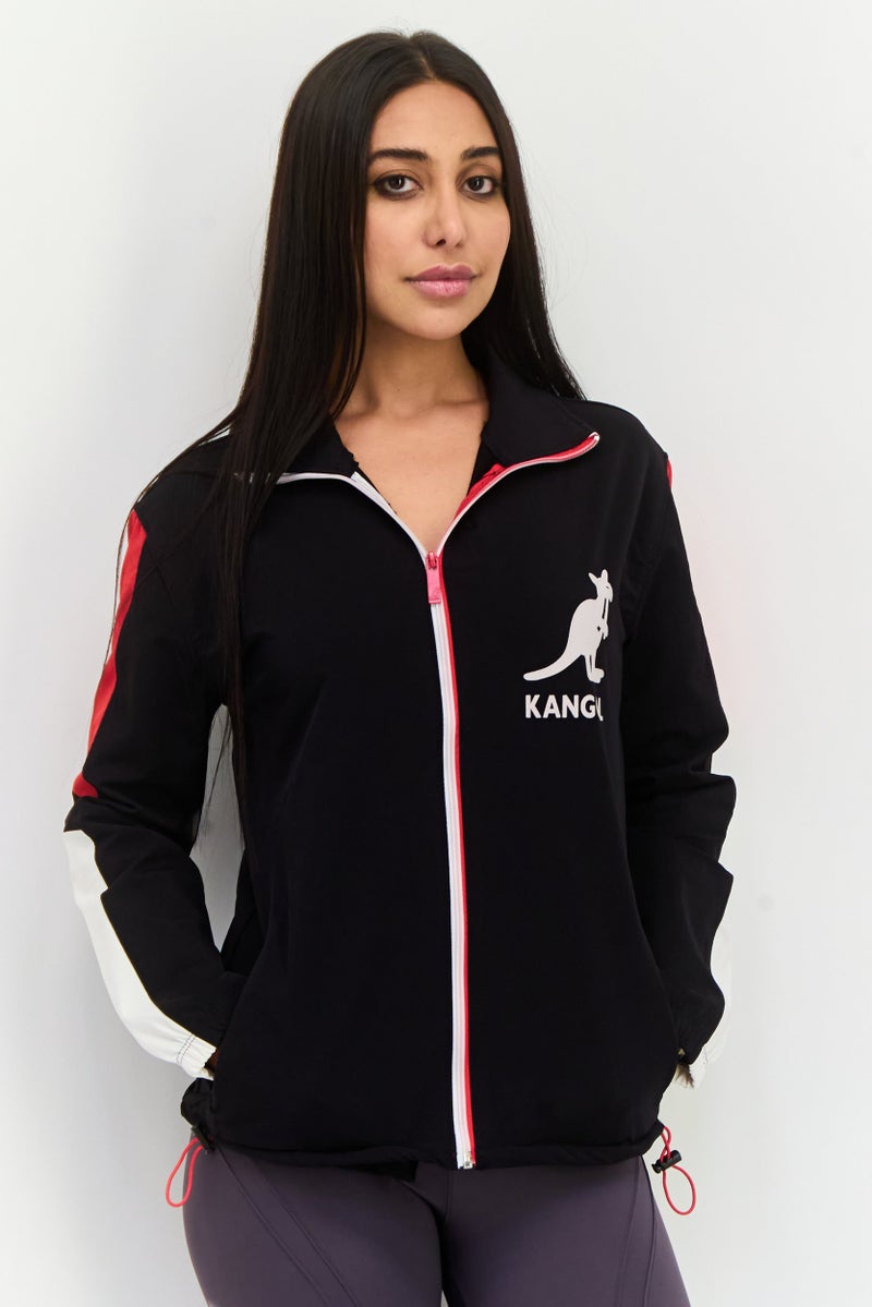 KANGOL Women Brand Logo Windbreaker Jacket, Black Combo  - Image 1