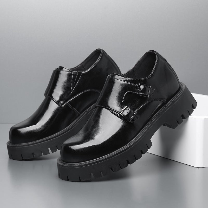 Leather Shoes Men'S Dress Business Black High-End British Style Boys Big Head Platform Derby Shoes Height-Increasing Casual Shoes - Image 4
