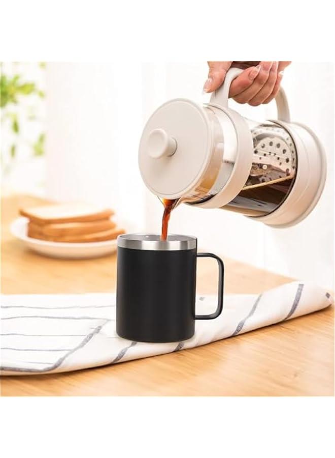 HOOKOR 12 oz Stainless Steel Insulated Coffee Mug with Handle, Double Wall Vacuum Travel Coffee Tumbler Cup with Sliding Lid (Black)  - Image 3