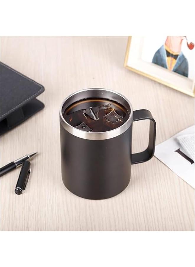 HOOKOR 12 oz Stainless Steel Insulated Coffee Mug with Handle, Double Wall Vacuum Travel Coffee Tumbler Cup with Sliding Lid (Black)  - Image 5