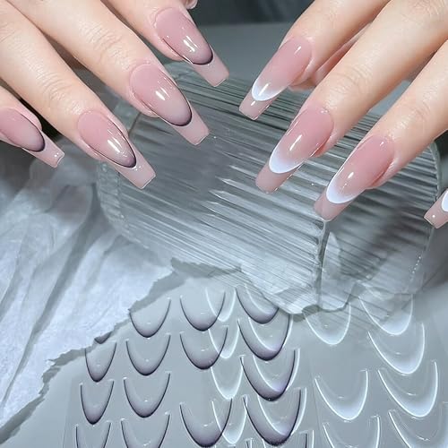 Jremg 3D French Tip Nail Stickers Kit - Reusable Self-Adhesive Nail Art Decals with Geometric Patterns, DIY Manicure Designs for Women, 10 Sheets Easy Apply Salon-Quality - Image 5