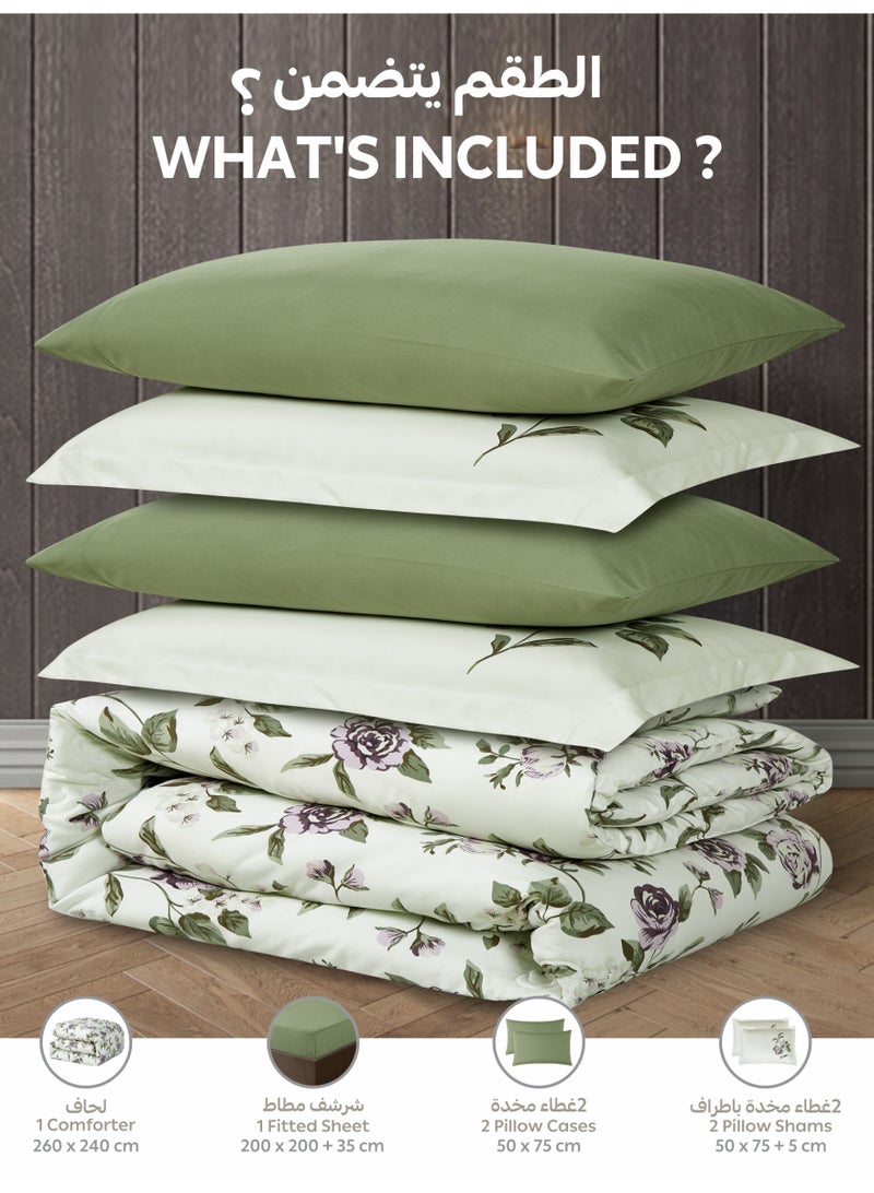 Doona Printed 6-Pcs King Comforter Bedding Set Fits 200x200cm -Includes Comforter, Fitted Sheet, Pillow Shams & Pillowcases – Soft Microfiber Fabric with Soft 350 GSm Filling - Image 4