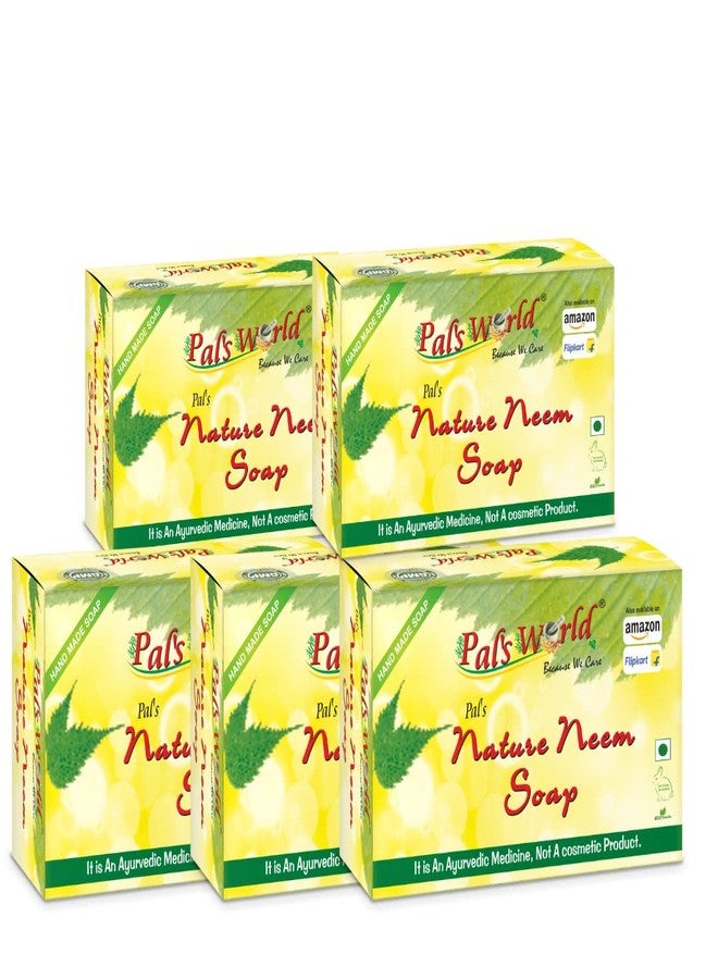 Pal's World Pimples Protection Nature Neem Soap Pure Ingredients Ayurvedic (Pack Of 5) - Image 1
