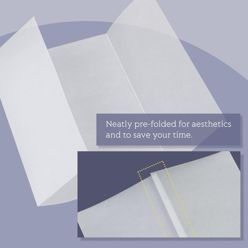 Goefun Vellum Paper 5x7 Pre-Folded - Goefun 120 Sheets Vellum Jackets for 5x7 Invitations 115GSM Translucent Paper for Invitations Wraps, Greeting Cards, Envelope Liners, Wedding, Baby Shower - Image 3