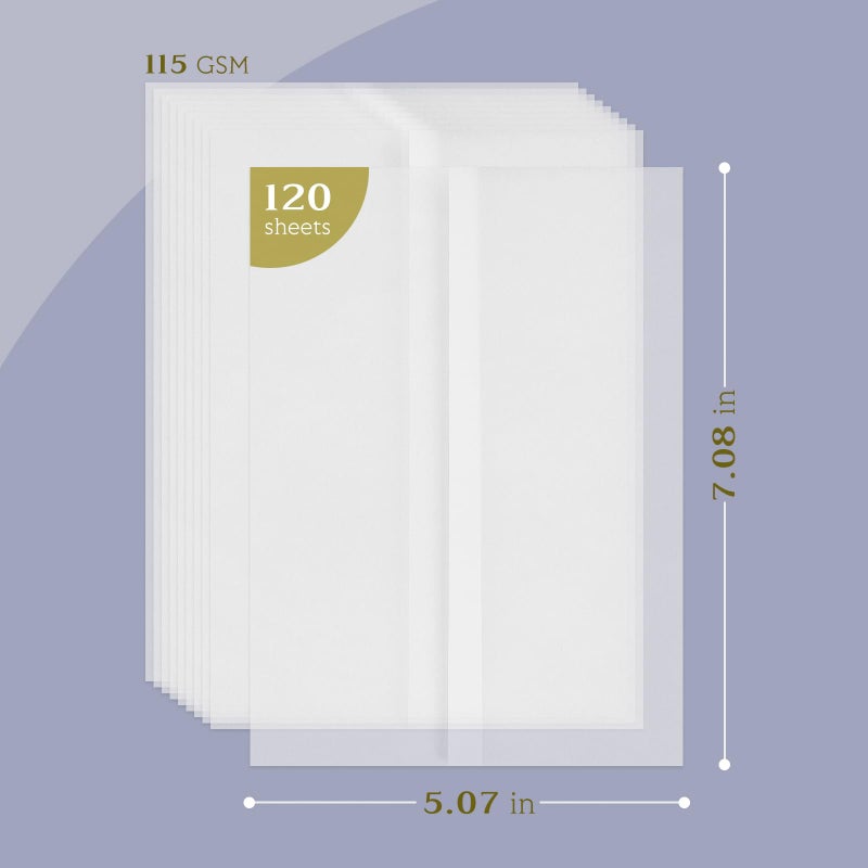 Goefun Vellum Paper 5x7 Pre-Folded - Goefun 120 Sheets Vellum Jackets for 5x7 Invitations 115GSM Translucent Paper for Invitations Wraps, Greeting Cards, Envelope Liners, Wedding, Baby Shower - Image 2