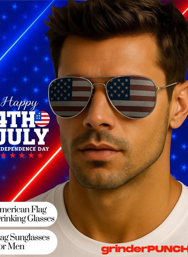 grinderPUNCH 2 Pair Combo Patriotic American US Flag Sunglasses Bulk USA - Image 2