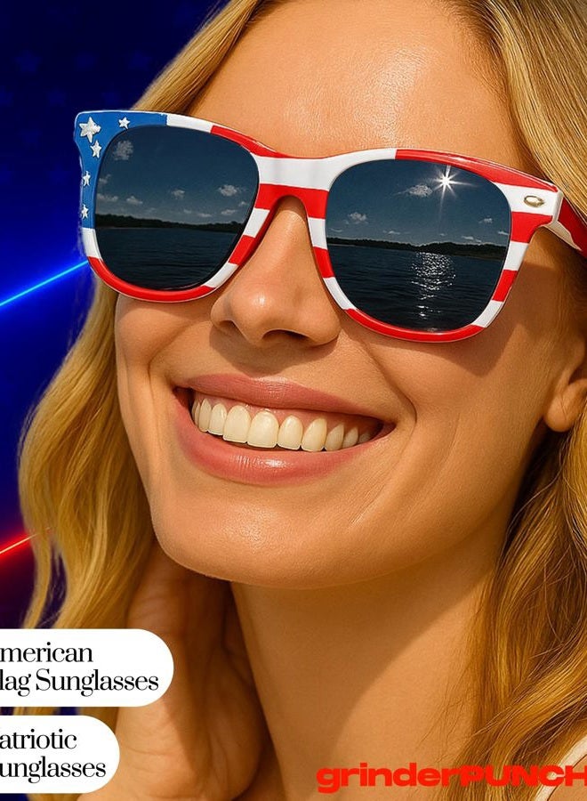 grinderPUNCH 2 Pair Combo Patriotic American US Flag Sunglasses Bulk USA - Image 3