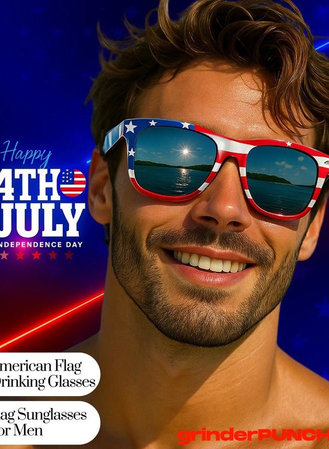 grinderPUNCH 2 Pair Combo Patriotic American US Flag Sunglasses Bulk USA - Image 5