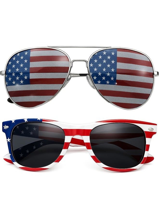 grinderPUNCH 2 Pair Combo Patriotic American US Flag Sunglasses Bulk USA - Image 1