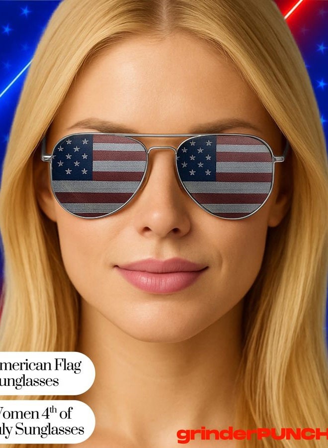 grinderPUNCH 2 Pair Combo Patriotic American US Flag Sunglasses Bulk USA - Image 4