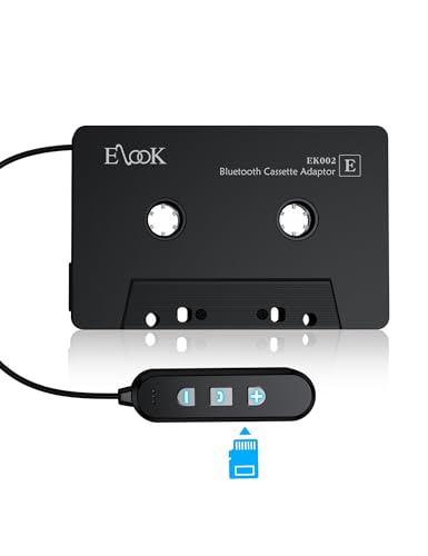 Elook Cassette to Bluetooth Adapter for Car with Micro SD Card Support/Hands-Free Call, 5.1 Bluetooth Cassette Receiver, Black - Image 1