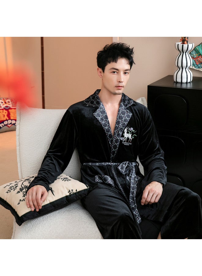 Fenton روب طويل الأكمام بأسلوب صيني جديد من متحف دونهوانغ الأصلي، بيجامات للرجال وملابس منزلية - Image 2