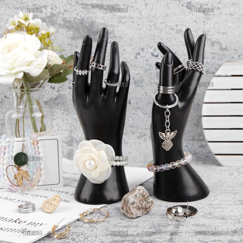 AUEAR, Female Mannequin Hand Display for Jewelry Holder Bracelet Necklace Ring Stand (Black, 8.66"x2.95", 2 Pack) - Image 4