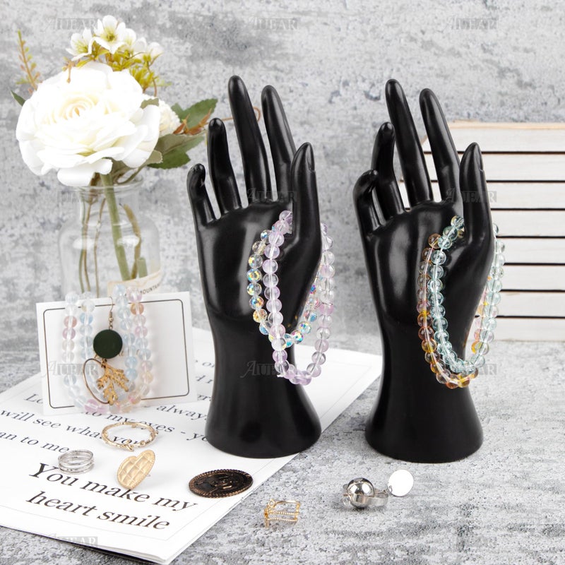 AUEAR, Female Mannequin Hand Display for Jewelry Holder Bracelet Necklace Ring Stand (Black, 8.66"x2.95", 2 Pack) - Image 3