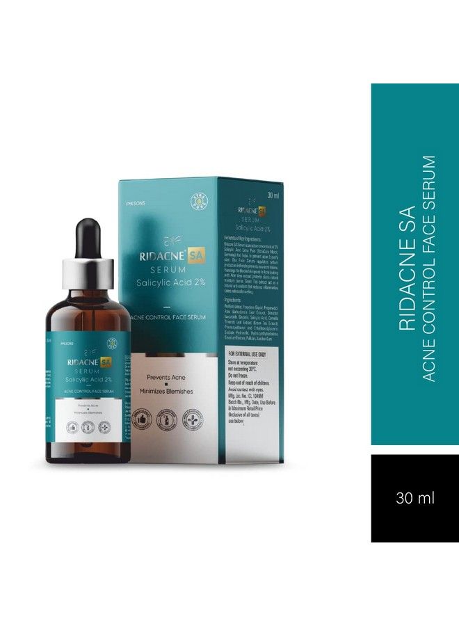 RIDACNE Sa Serum With Salicylic Acid 2% Aloe Vera & Green Tea Extract Acne Control Face Serum ; Reduces Blackheads And Whiteheads ; Minimizes Blemishes ; Prevents Acne 30Ml - Image 3