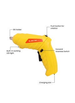 Homdum Homdum MAF Rechargeable and 90 Rotatable Cordless Drill Screwdriver Kit with Onboard LED Light and 11 Pieces Accessories 4V 635mm Yellow  - Image 4