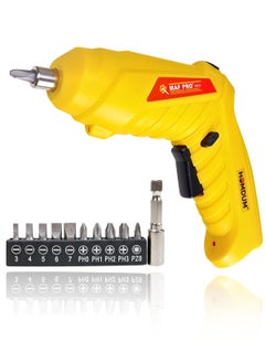 Homdum Homdum MAF Rechargeable and 90 Rotatable Cordless Drill Screwdriver Kit with Onboard LED Light and 11 Pieces Accessories 4V 635mm Yellow  - Image 1