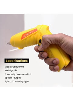 Homdum Homdum MAF Rechargeable and 90 Rotatable Cordless Drill Screwdriver Kit with Onboard LED Light and 11 Pieces Accessories 4V 635mm Yellow  - Image 3
