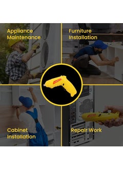 Homdum Homdum MAF Rechargeable and 90 Rotatable Cordless Drill Screwdriver Kit with Onboard LED Light and 11 Pieces Accessories 4V 635mm Yellow  - Image 2
