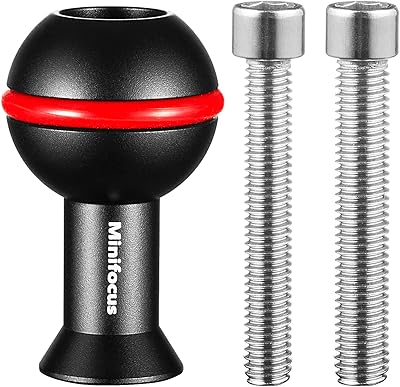 MINIFOCUS 1" Ball Adapter with M6 & 1/4" Threaded Stud, Aluminum Alloy Fixed Ballhead Mount Adapter for Action Camera & - Image 1