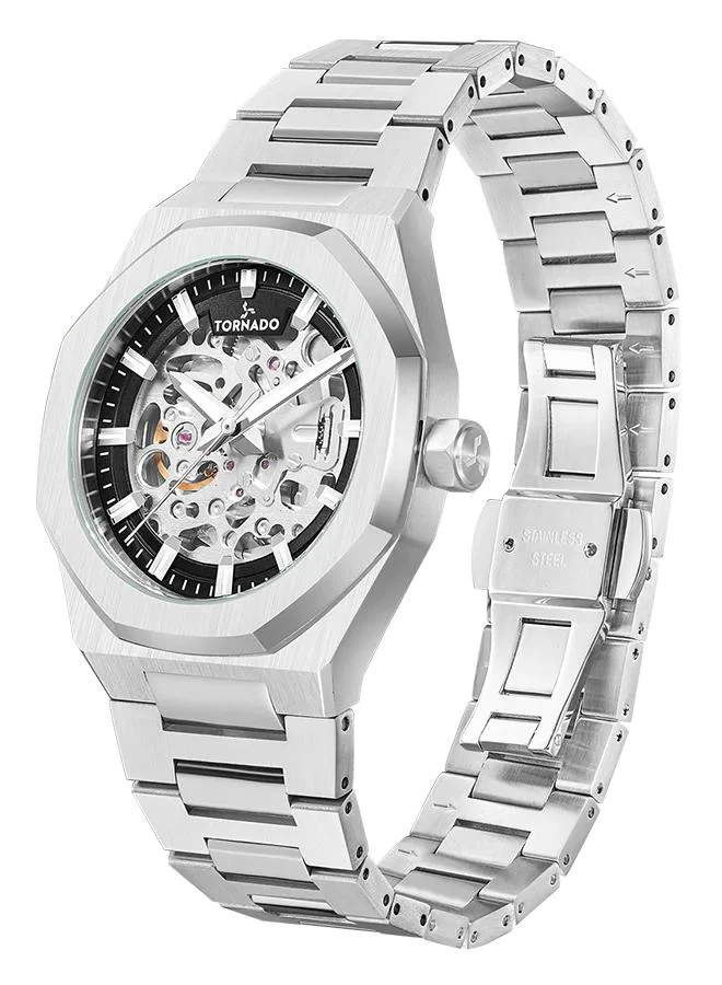 تورنيدو ساعة رجالية أوتوماتيكية من الفولاذ المقاوم للصدأ -
