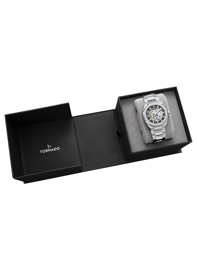 TORNADO - Tornado AUTONOVA AUTOMATIC Men's TMI NH70 Movement Watch, Automatic Display and Solid Stainless Steel Brushed Bracelet Strap - T24303-SBSB, Silver - Image 1