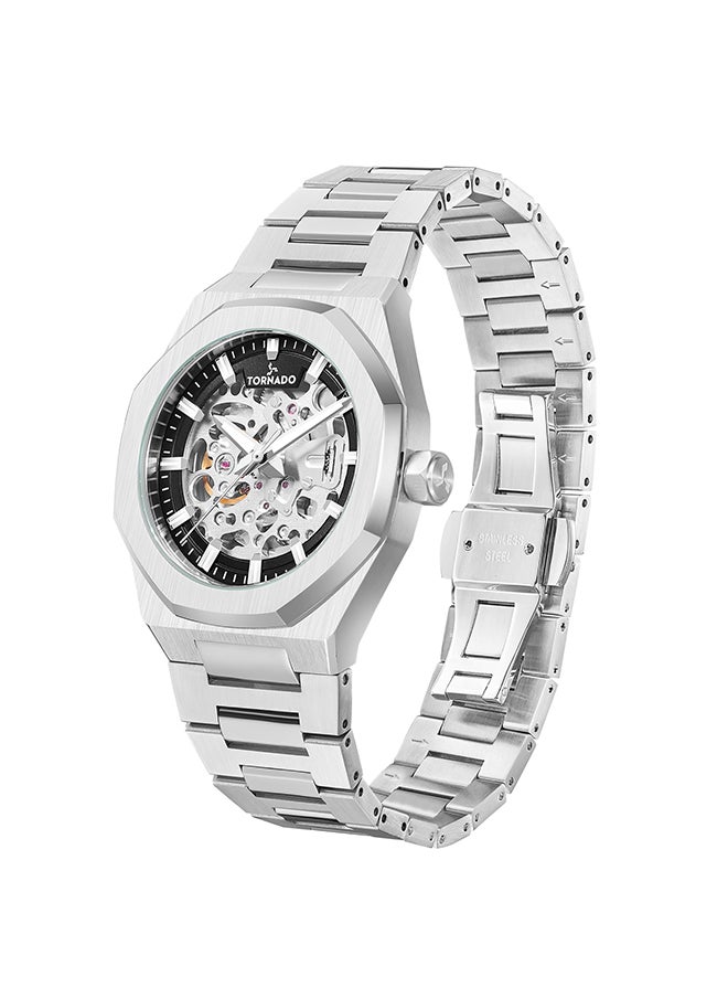 TORNADO - Tornado AUTONOVA AUTOMATIC Men's TMI NH70 Movement Watch, Automatic Display and Solid Stainless Steel Brushed Bracelet Strap - T24303-SBSB, Silver - Image 1
