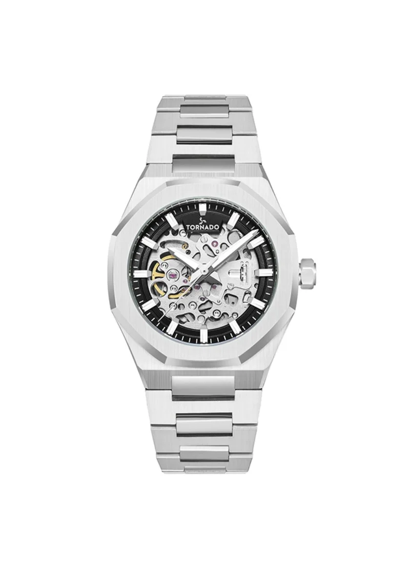 TORNADO Tornado AUTONOVA AUTOMATIC Men's TMI NH70 Movement Watch, Automatic Display and Solid Stainless Steel Brushed Bracelet Strap - T24303-SBSB, Silver