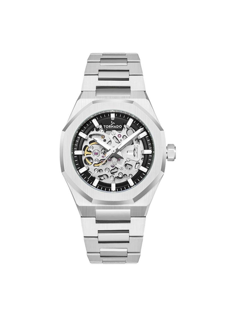 TORNADO - Tornado AUTONOVA AUTOMATIC Men's TMI NH70 Movement Watch, Automatic Display and Solid Stainless Steel Brushed Bracelet Strap - T24303-SBSB, Silver - Image 1