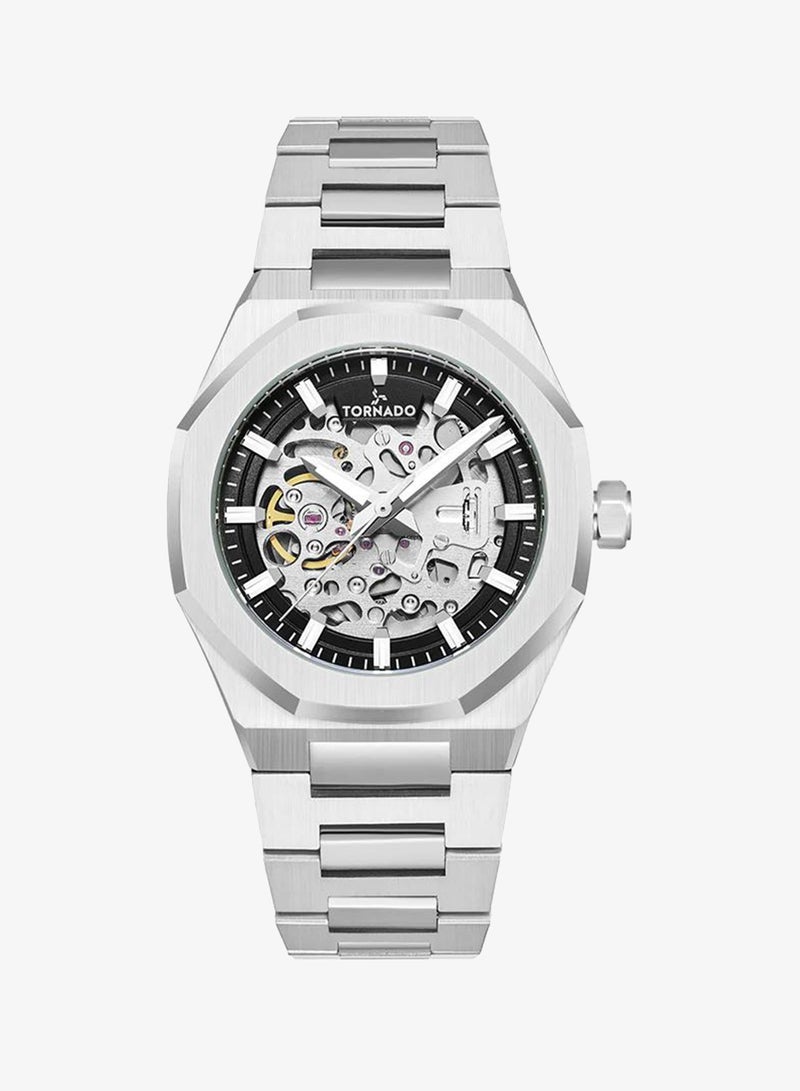 TORNADO Men's  Solid Stainless Steel,Integrated bracelet with Brushed Outer Links, Polished Center Links Automatic Watch T24303-SBSB - 41mm mm - Image 1