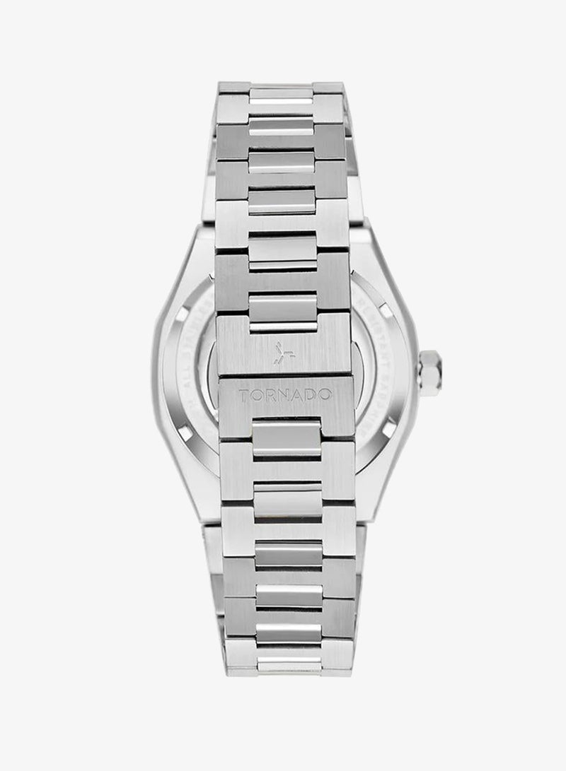TORNADO Men's  Solid Stainless Steel,Integrated bracelet with Brushed Outer Links, Polished Center Links Automatic Watch T24303-SBSB - 41mm mm - Image 3