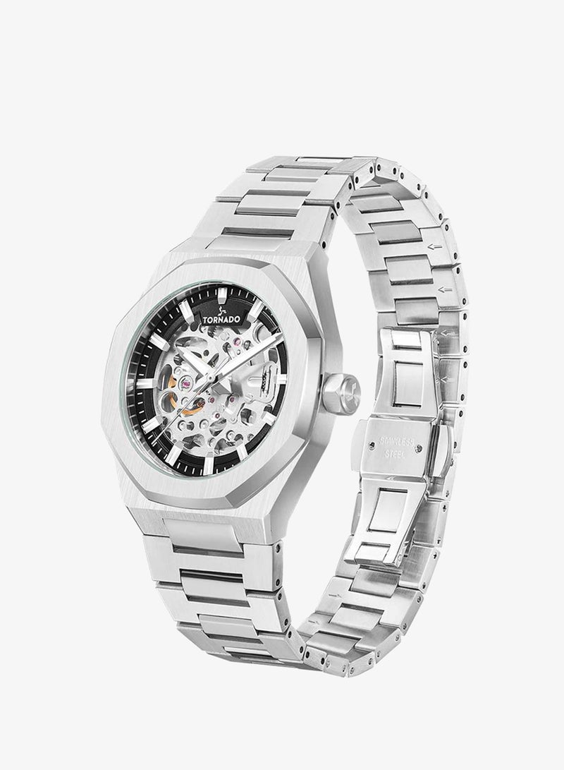 TORNADO Men's  Solid Stainless Steel,Integrated bracelet with Brushed Outer Links, Polished Center Links Automatic Watch T24303-SBSB - 41mm mm - Image 2